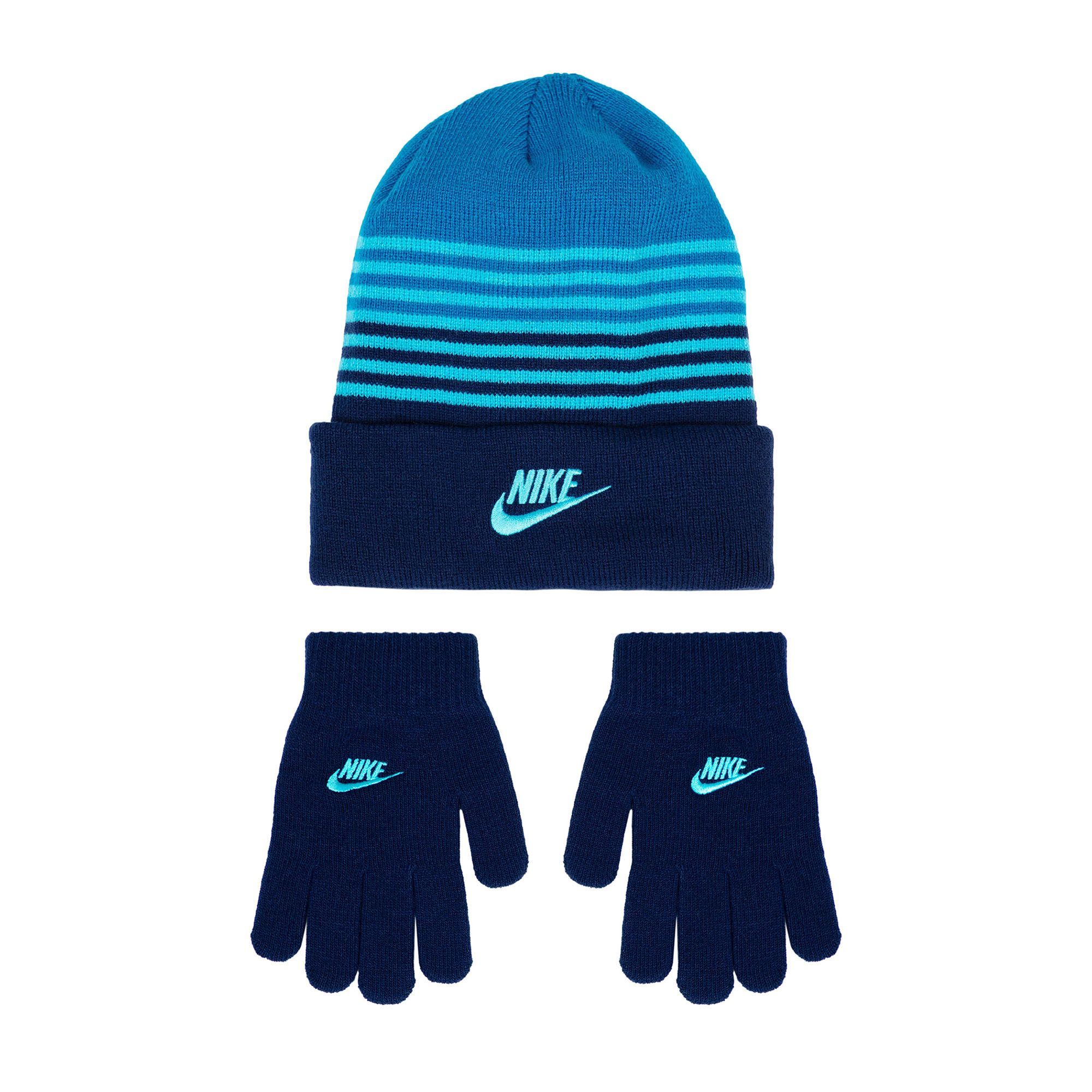 Купить NIKE Детский набор: шапка и перчатки Nike Striped Beanie & Gloves Set за 2 299 рублей в Москве и с доставкой по России